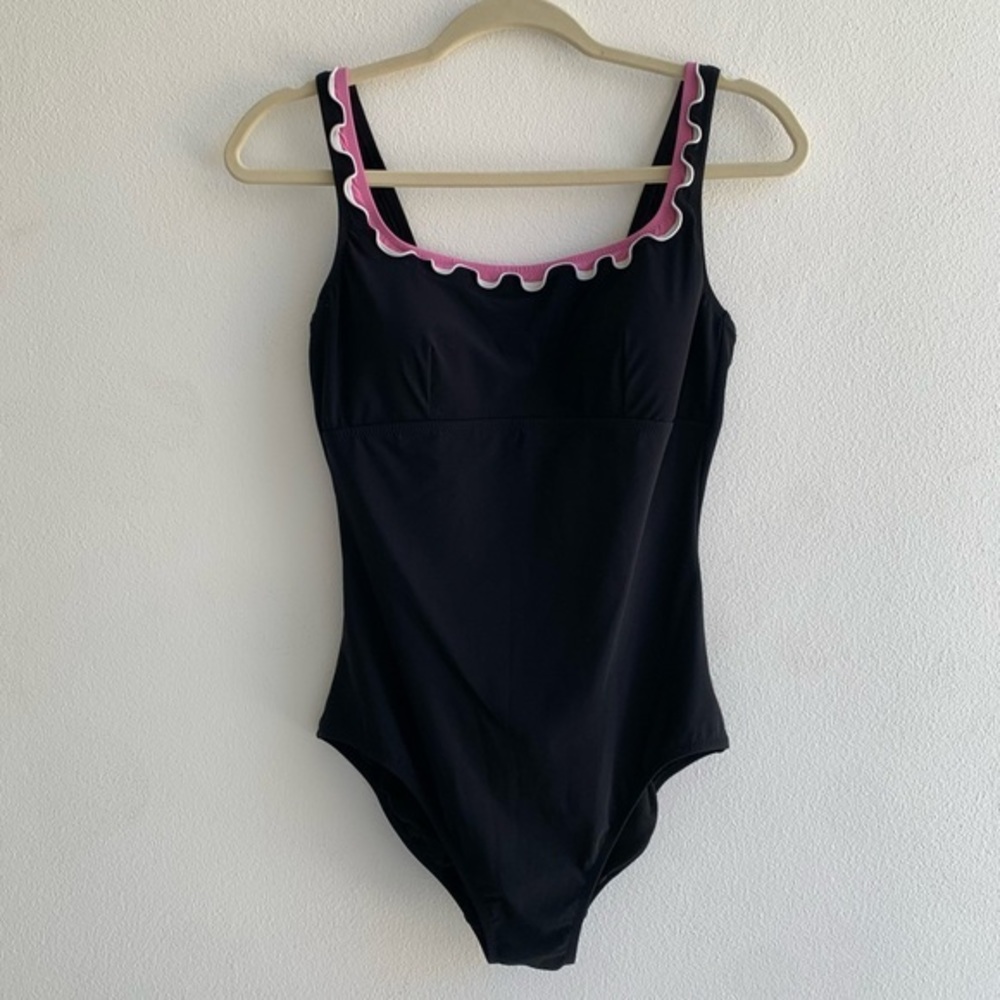 Black and pink one piece bikini bathing suit